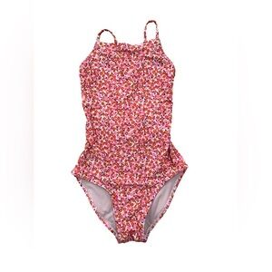 Tea Collection Size 10 Cross Back One Piece Pink and Orange Floral Swimsuit